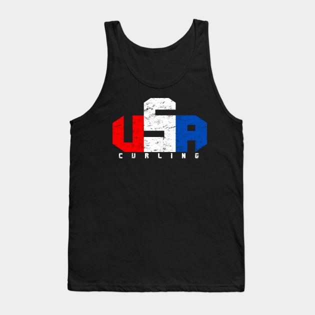 USA Curling Red White and Blue Curling Stone Tank Top by TeeCreations